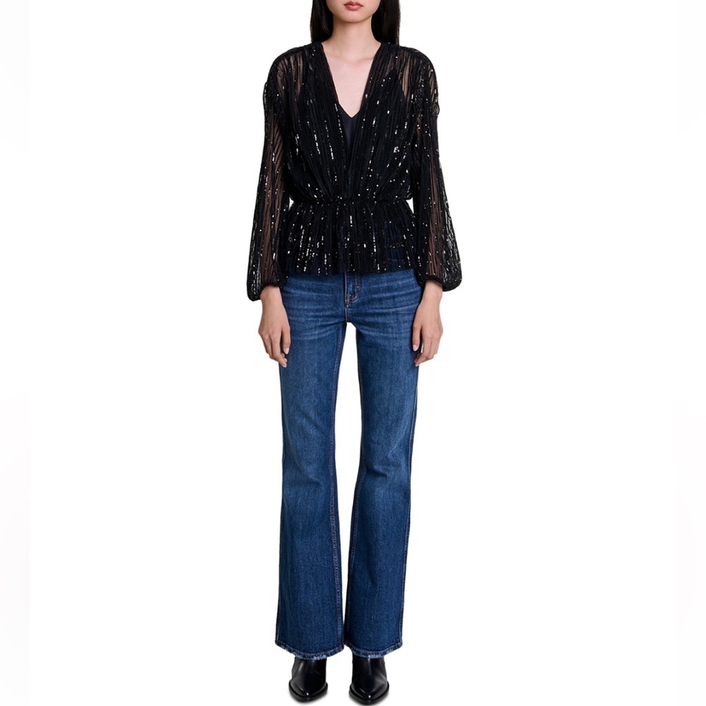 NWT Maje Levinou Sheer Top With Mini Sequins—missing camisole - Picture 5 of 13
